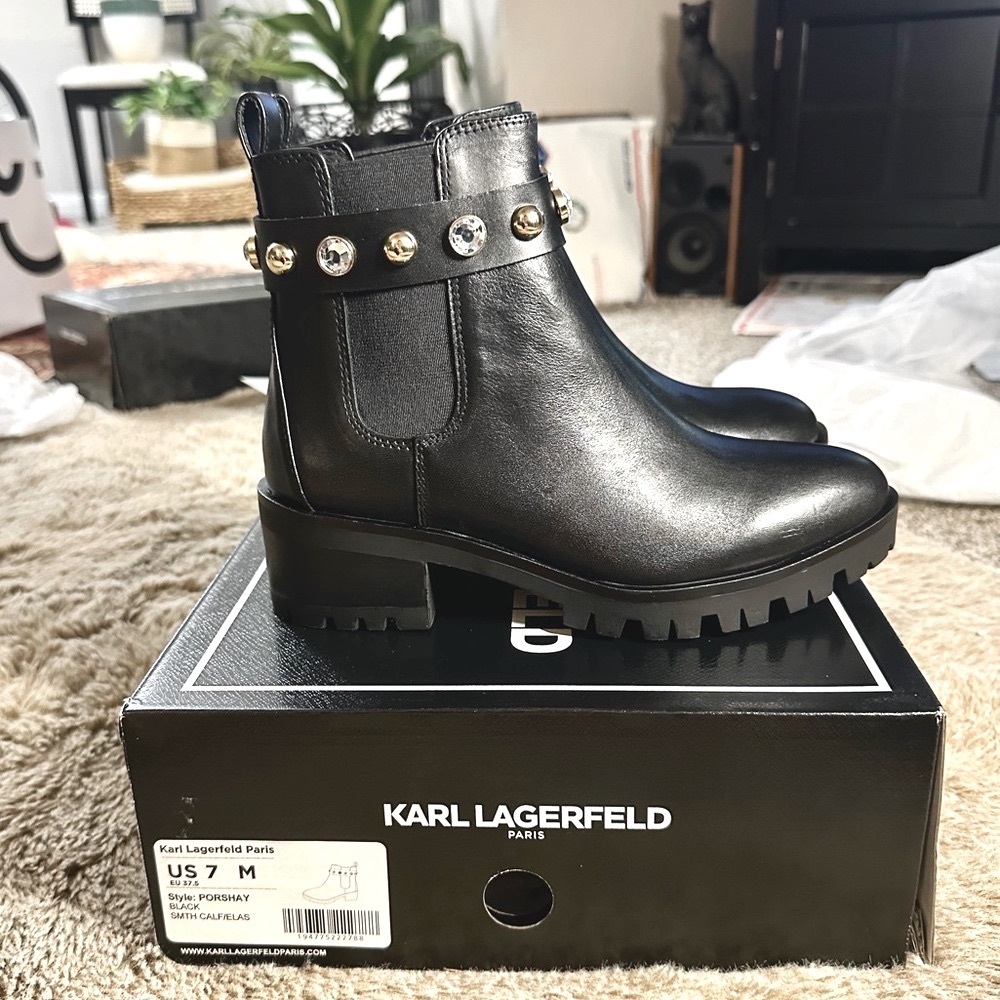 Karl Lagerfeld Paris Studded Boots - Picture 3 of 9